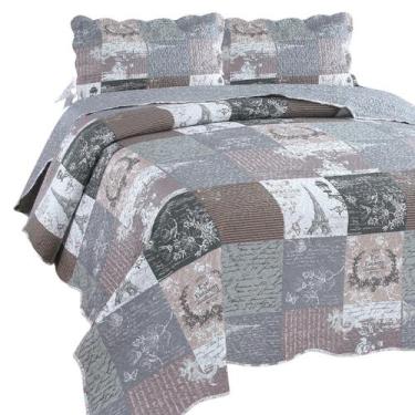 Imagem de Kit Colcha Cobre Leito PatchWork Super King Lins Paris Jolitex