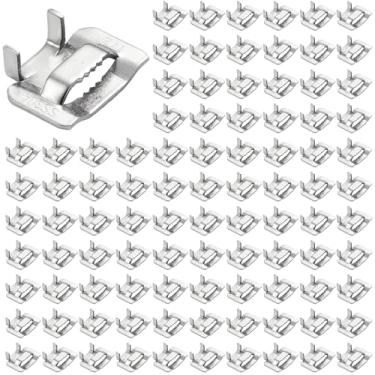 Imagem de Otoolling 100 peças 1/5.1 cm de aço inoxidável Ear-lokt Grampo de metal de aço inoxidável 304 para tiras de metal, design dentado de ferrugem, braçadeira de tubo seguro para tubos, madeiras