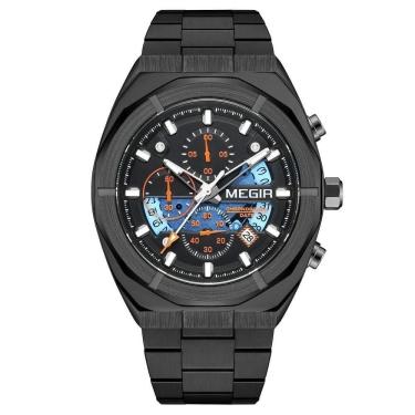 Imagem de Relógios De Quartzo Masculino Smael Mg-2225g à Prova D`água Preto