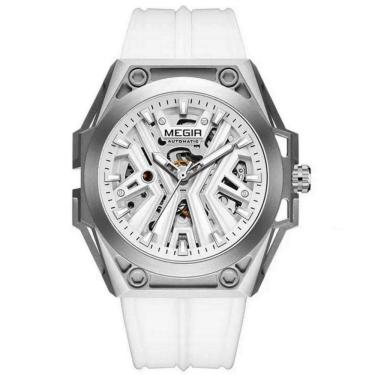 Imagem de Relógio Masculino Automático Esportivo Pulseira De Silicone Impermeavel Branco