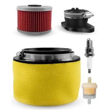 Imagem de Kit de ajuste de filtro de óleo de ar adequado para Honda ATC250ES Big Red 250 1985 Substituir 17254-HA0-000 F7T-197 16211-HA0-000, com tampa do coletor de admissão braçadeira de mangueira de vela de