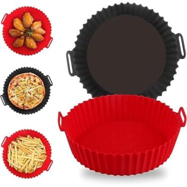 Imagem de Kit 2 Formas Para Air Fryer De Silicone Reutilizável Antiaderente Forro T-Kai Imports
