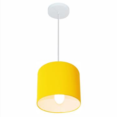 Imagem de Lustre Pendente Cilíndrico Vivare Md-4046 Cúpula em Tecido 18x18cm - Bivolt