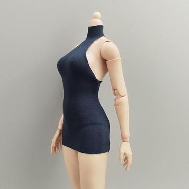 Imagem de ATSTORYTIDE 1/6 Ratio of Women's Clothing，High Neck Dress, Backless Dress, Sexy Ultra Short Dress (Deep Iron Blue)