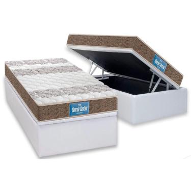 Imagem de Cama Box Baú Solteiro: Colchão Espuma D33 Probel / EP Guarda Costas PróIntense Plus Double Face + Base CRC Courano White(88x188)