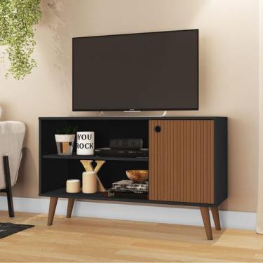 Imagem de Rack para TV até 43 Pol 1 Porta Ripado Preto - DJD Móveis