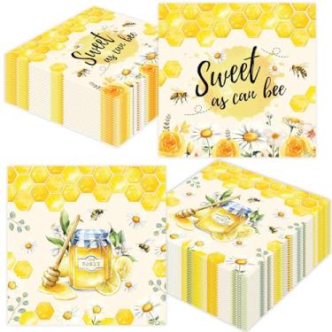 Imagem de 40 guardanapos de papel Sweet Bee – guardanapos de festa descartáveis amarelos