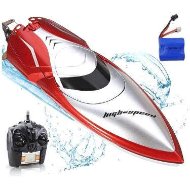 Imagem de Haktoys Barco de Controle Remoto p, Adultos até 32km, h, Recarregável, Vermelho