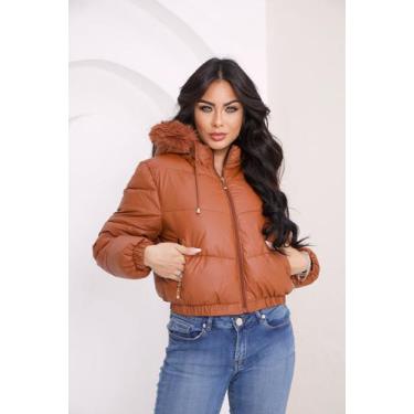 Imagem de Jaqueta Puffer Feminina Forrada Marrom - Cris Modas, Marrom, GG