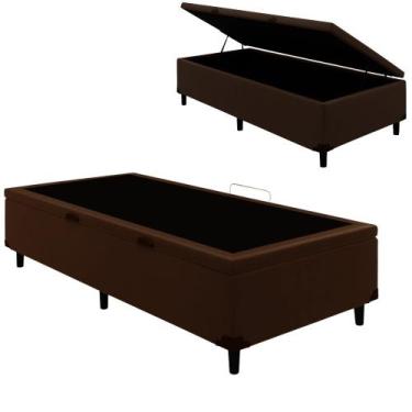 Imagem de Base Box Baú Solteiro 88x188x35 Suede com Pistão a Gás Galego Home, Ma