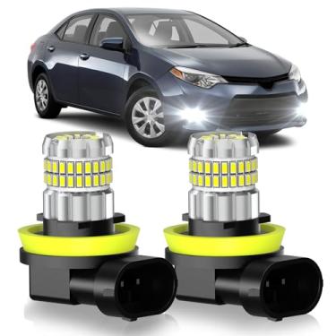 Imagem de SENROBO Adequado para Toyota Corolla 2009-2016 Lâmpadas de neblina ou DRL, 13000LM Super Brilhante 360° Iluminação H11/H8 Faróis de Nevoeiro, 6000K Branco Frio Atualizado 4014 Chips Fog Lamp, Pacote