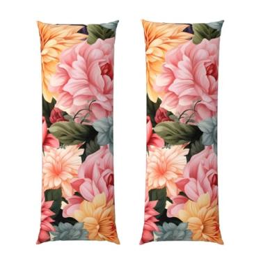 Imagem de Capa de travesseiro corporal com zíper oculto, fronha longa de microfibra macia e respirável para travesseiro corporal, capas de travesseiro com estampa de flores para dormir, presente de cama, capa