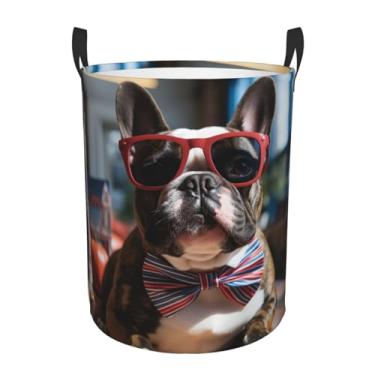 Imagem de Cesto de lavanderia dobrável à prova d'água para uso em buldogue francês, cesto de roupas com alças, pano Oxford, organizador de brinquedos, cesta para banheiro, lavanderia, quarto, médio