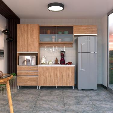 Imagem de Cozinha Completa Bartira Amazonita 4 Peças Balcão Armários Damasco