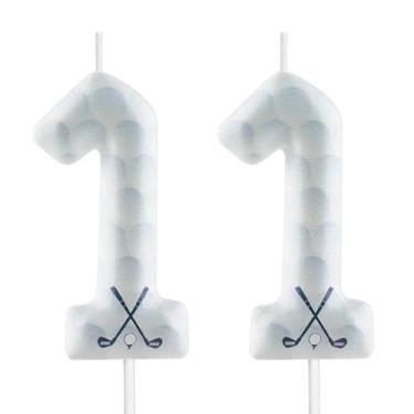 Imagem de Velas de aniversário de golfe com tema de 11º golfe, decorações de festa de aniversário, velas engraçadas de topo de bolo para meninos, meninas, crianças, artigos de festa com tema esportivo