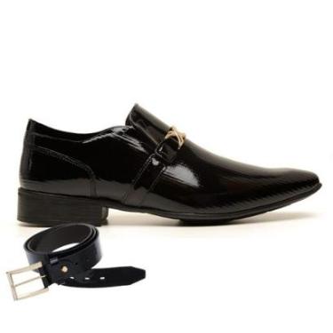 Imagem de Sapato Social Jota Pe Verniz Preto + Cinto 74926-Masculino