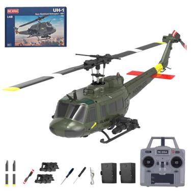 Imagem de Authticar RC Helicopter, 1:48 Scale UH-1 Huey Military Helicopter, 2.4GHZ 6CH with Single Propeller Aileronless Brushless Motor, 6-axis Gyro, Altitude Hold, and 3D One Key Function (2 Battery)