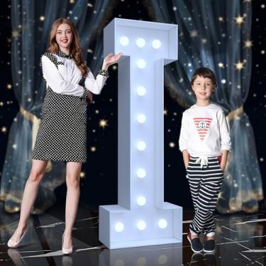 Imagem de Tenda para letreiro de 1,8 m - letras grandes iluminadas com LED branco frio, letreiro de placa de espuma fácil de montar com suporte traseiro para aniversário, casamento, decoração de festa