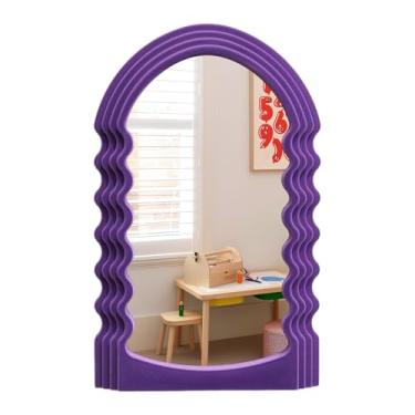 Imagem de TEIPAI Decoração de parede com espelho ondulado para quarto de berçário feminino, pequenos espelhos decorativos irregulares para escritório em casa moderno vintage sala de estar presente de