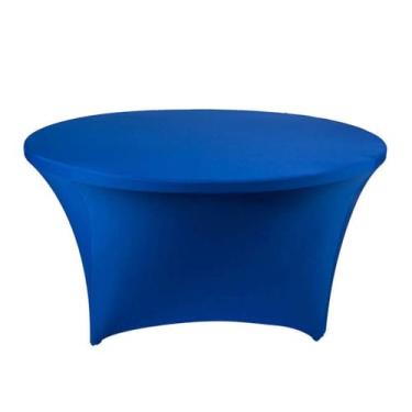 Imagem de Toalha de mesa de elastano para decoração de casamento, capa redonda, hotel, banquete, festa, sala de reunião, comemoração de feriado, azul, 1,83 m, redonda