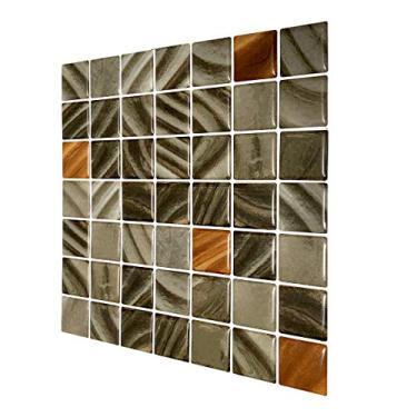 Imagem de Pastilha 3D Marrom Pincelada Adesiva Resinada Kit 4 Placas