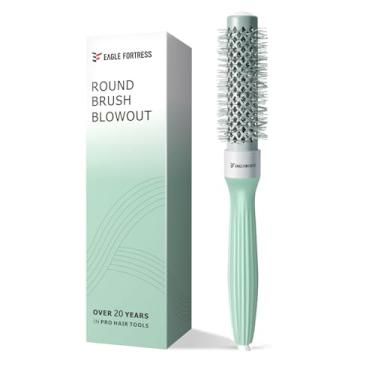 Imagem de EAGLE FORTRESS Agnoil Escova de cabelo redonda com óleo de argan + íon + cerâmica para secagem, combinação inovadora de cerdas redondas para estilo profissional soprando em casa (2,5 cm)