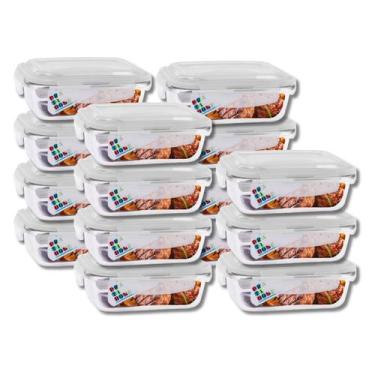 Imagem de Kit 15 Potes Hermetico Vidro 1040ml Marmita Tampa 4 Travas - Pra casa