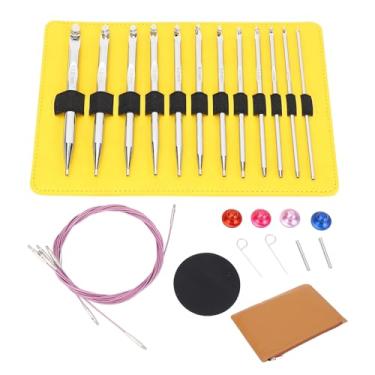 Imagem de A agulhas de tricô circular intercambiáveis Conjunto de 12pcs gancho de crochê de 3 mm a 10 mm de suprimentos de gancho de crochê multifuncionais para tricô caseiro aço inoxidável