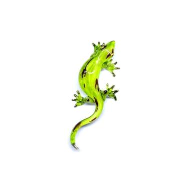 Imagem de Handmade Mini 3.5" Light Green Gecko Lizard Figures Blown Glass Art, Fantasy Collectible Figurines Gift Ideas, Miniature Reptile Animals, Tiny Ornament Cool Stuff Decor
