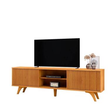 Imagem de Rack Para Tv 70 Ripado 2pt Siena Pés Madeira Maciça - Mavaular, NATURA