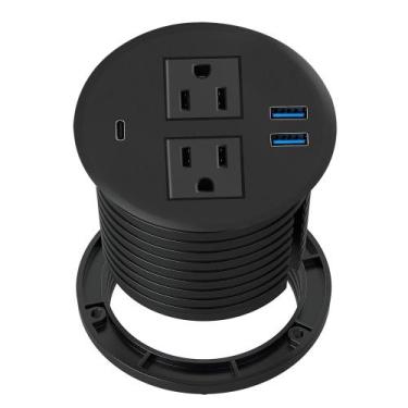Imagem de Desktop Power Grommet Kungfuking com PD 20W USB C 2 AC 3 USB
