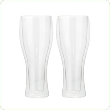 Imagem de Jogo Copos de Vidro Parede Dupla Térmico Cerveja Chopp Gelado (2, 500ml)