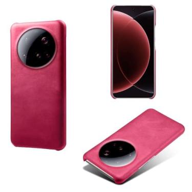 Imagem de Capa para Xiaomi 15 ULTR,Proteção contra quedas,Casca de volta de cor sólida simples,Design de couro de imitação de plástico-Rose