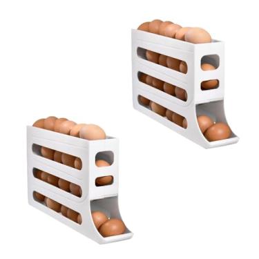 Imagem de Suporte de ovo de 4 camadas para geladeira Dispenser Organizador 31 ovos - 2 Peças