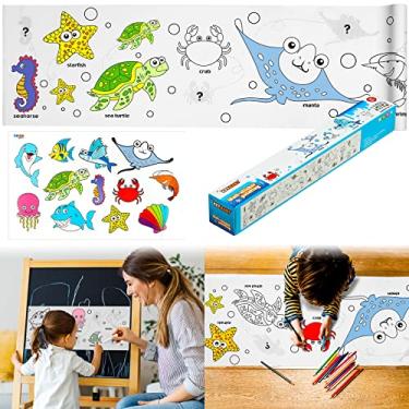 Imagem de Rolo de desenho infantil, rolo de papel de colorir para presente infantil, rolo de papel de desenho de pintura faça você mesmo, rolo de papel de desenho adesivo, brinquedos educativos para crianças