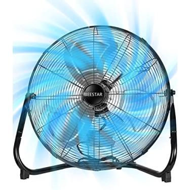 Imagem de BEESTAR Ventilador de chão de 50 cm, ventilador de alta velocidade com 3 velocidades e cabeça inclinada ajustável, ventilador industrial de metal resistente para loja, garagem, comercial, residencial