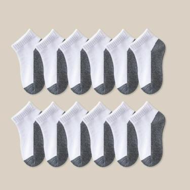 Imagem de Meias Curtas Respiráveis para Crianças, 12 Pares, Brancas E Cinza, Men