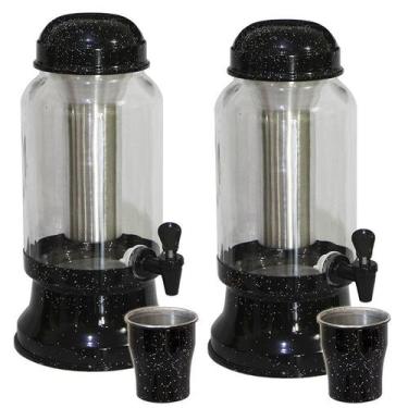 Imagem de Kit 2 Suqueira Barrica Vidro 3,2 Lt com Porta Gelo Preto Pigmentado - 