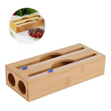 Imagem de Dispenser Papel Toalha E Filme Pvc Com Cortador Duplo Bambu - Kadê