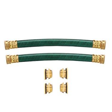 Imagem de Kit de conector de cano de chuva WADEO, kit de conexão de barril de chuva, com duas mangueiras de 30,48 cm e quatro acessórios de tanque de anteparo de latão