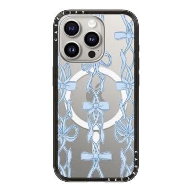 Imagem de CASETiFY Capa compacta para iPhone 15 Pro [fina e elegante/compatível com Magsafe/1,2 m. Proteção contra quedas de grau militar 2X] - Reprodução de fita - Preto transparente