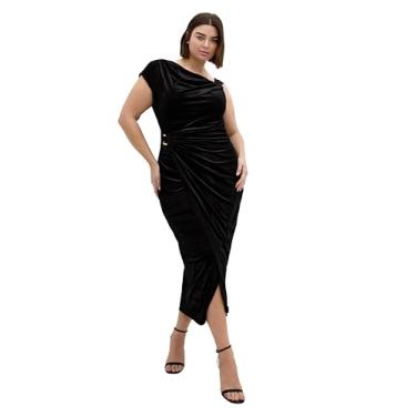 Imagem de City Chic Vestido feminino plus size - Vivi Velour Midi, Preto, 46