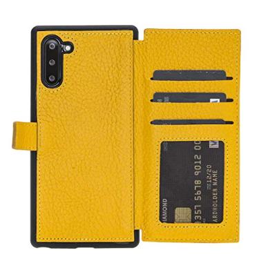 Imagem de Capa de couro Venito Verona compatível com Samsung Galaxy Note 10 (6,3 polegadas) – Desinfetada com um higienizador UV – Capa carteira fina para telefone com fecho de bloqueio RFID – Amarelo