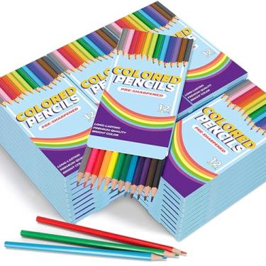 Imagem de 480 lápis de cor a granel, 40 pacotes de lápis de cor para crianças, 12 cores, lápis de colorir pré-afiados para adultos, material escolar a granel para professores, material de volta às aulas,