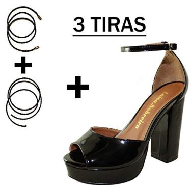 Imagem de Meia Pata Salto Alto Grosso Luiza Sobreira Verniz Preto Mod. 4062-2