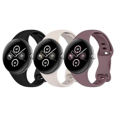 Imagem de HAYONLIY Pulseira fina e fina compatível com Google Pixel Watch 4/3 de 41 mm, 2, 1, pulseira esportiva de substituição de silicone estreito macio para mulheres e homens