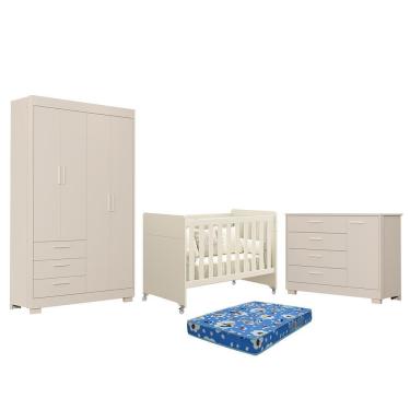Imagem de Dormitório Infantil Zaki 4 Portas 7 Gavetas em MDF 124 cm Bege Reller Móveis