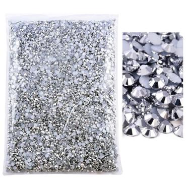 Imagem de Blinginbox 50.000 peças de strass flatback, strass de resina não hotfix grande quantidade atacado para artesanato DIY design criativo, roupas, maquiagem, arte de unhas (3 mm = 0,3 cm, prata mina)