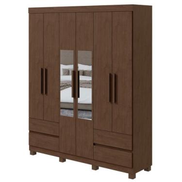 Imagem de Guarda-Roupas Solteiro Zeus 6 portas 4 gavetas - Móveis Lopas, Imbuia 