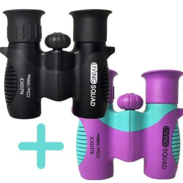 Imagem de Binóculos 8x21 para Crianças - Kit Bundle Living Squad (Preto e Roxo)